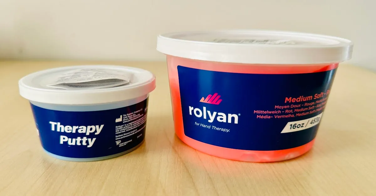 Blue and Red Rolyan Hand Therapy Putty